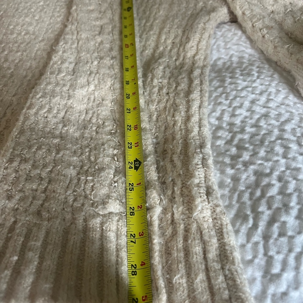 Anthropologie Textured Knit Cardigan | Cozy Ivory Chunky Sweater XL - Picture 6 of 13